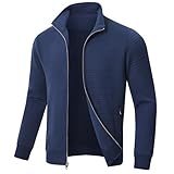 Huayuzh Mens Lightweight Jacket Casual Outdoor Windbreaker Stand Collar Jacket Sport Hiking Running with Zip Pockets Navy L