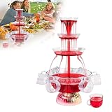 3-Tier Party Fountain, Electric Fountain Drink Machine with 5 Cups, 3L Drink Dispenser for Cocktail Red Wine Beer Juice Beverage, Drinking Fountain with LED Lighted Base for Party Celebration Bar
