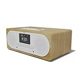 DAB/DAB+ & FM Digital Radio with CD Player | Bluetooth & USB MP3 Player | Premium Sound | Remote Control | Mains Powered | Perfect for the Home or Office | AZATOM Clockwood (Light Oak)