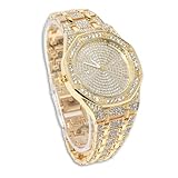 genkigold Gold Diamond Watch for Men - 41mm Octagonal Dial - 18K Real Gold Plated 22cm Strap - Japanese Quartz - Luxury Jewelry