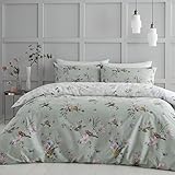 Catherine Lansfield Bedding Songbird King Duvet Cover Set with Pillowcases Sage Green