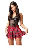 Divas World Red Tartan Check Print Pleated Mini Skirt Women's Party Club Fashion Plaid Short Skater Skirts (Small)