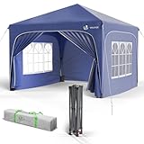 VOUNOT® 3m x 3m Pop Up Waterproof Gazebo with Sides & 4 Weight Bags & Carry Bag, Marquee Garden Party Tent Outdoor, Blue
