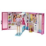 Barbie Dream Closet & Blonde Barbie Doll - Expanding Closet with Rotating Clothes Rack - Includes 25+ Pieces - 4 Outfits - 2' Wide - Gift for Kids 3+