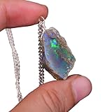 Real Ethiopian Opal Rough Crystals Pendant Necklace Gemstone Natural Raw Crystals Fire Play Energy Healing Crystals