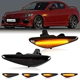 OZ-LAMPE LED Dynamic Side Indicator for Mazda 6 Atenza GH 5 Premacy CW MX-5 RX-8, Error Free Sequential Turn Signal Light, Flowing Side Marker Repeater for Nissan Lafesta Highway Star, Smoked 2Pcs