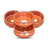 Valdearcos Set of 4 Spanish Terracotta Tapas Dish/Cazuela Abombada - 15cm diameter