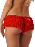 LSFYSZD Women’s Mesh Ruffle Lace Cheeky Boyshorts Panty Booty Shorts Burlesque Retro Underwear Dance Bloomers Slip Shorts (Red, s)