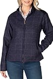 Ladies Tweed Country Jacket Women's Wool Long Sleeved Checked Coat (UK, Numeric, 12, Regular, Regular, Navy Tweed)