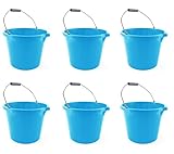 M1SS [??? ?? ?]- Blue 3 Gallon 14 Litre Builders Bucket Strong Large Water Mixing Tub with Handle, Measuring Guide and Pouring Lip Gardening, Household -Made In U.K