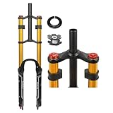 Mountain Bike Front Suspension Fork 26 27.5 29 Inch Disc Brake Air Down Hill Fork 1-1/8" Straight 1-1/2" Tapered Mtb Triple Tree Bike Fork Travel 135mm Quick Release 2440g ( Color : Gold , Size : 29"