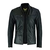Leatherick Men's Genuine Lamb Skin Leather Motorcycle Jacket - Full-Grain Black Biker Jacket with Zipper and Multiple Pockets