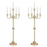Wedding Candelabra Tall Floor Candelabras - 2Pcs Gold 5 Arm Candelabra Inweder 88cm Metal Spiral Candlestick Holders Antique Candle Holders for Christmas Table Centrepieces Events Ceremony Reception