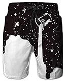 Men's Quick Dry Swimming Trunks for Adult Bro Unique Paper Cup Patterns Design Bathing Suit Gay Knee Length Board Shorts with Mesh Lining Black Hawaiian Beach Sports Swimtrunks, Pouring Milk XXL