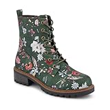 Pavers Wide Fit Lace Up Ankle Boots - Green Floral Size 6