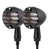 KICRY SMD LED Bullet Turn Signals Motorcycle Amber Front Rear Blinker Grill Indicator Universal Compatible for Honda Yamaha Suzuki Kawasaki Harley Chopper Bobber Dyna(Black-Amber)