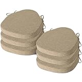 AddGrace Chair Cushions for Dining Chairs Set of 6 Windsor Kitchen Chair Cushions with Removable Textured Cover and Non Slip Bottom Indoor Chair Pads with Ties and Foam (16.5x15.5 Inches Beige)