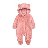 KIDDLETOWN Baby Snowsuit Newborn Winter Hooded Romper Fleece Snowsuit Baby Zipper Jumpsuit Cartoon Bear Winter Coat for Girls and Boys 0-12 Months