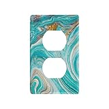Turquoise Gold Marble Abstract Golden Sequins Liquid Ink Paint Unused Outlet Print Toggle Wall Plate, Switch Plate Cover for Living Room Bedroom Bathroom Office and School