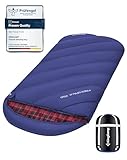 KingCamp XXL Sleeping Bag for Adults 3-4 Season Large Wide Flannel Liner Single Warm Waterproof Lightweight for Camping Hiking Backpacking Outdoor with Compression Sack