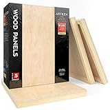 ARTEZA Wooden Canvas Boards, 20 x 25 cm (8x10"), Pack of 5, Birch Wood, Cradled Panels for Oil & Acrylic Painting, Wood Burning, Encaustic Art, Mixed Media