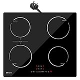 GlONlEN Plug-in Induction Hob 13 Amp 2800W,60cm Integrated Electric Cooktop with Bridge Zone, 4 Cooking Rings Cooker GIT470SP,Drop-in Ranges