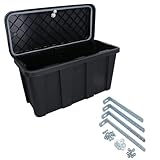 Small Trailer Plastic Lockable Tool Box Chest Locker Storage + Under Body Fixing Kit