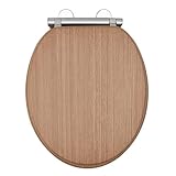 AQUALONA® Premium Tongue and Groove Soft Close Toilet Seat - Moulded Wood - Stainless Steel Slow Close Hinges - Wipe Clean - Contemporary Design - Durable (Oak Tongue and Groove Toilet Seat)