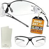 HTS HUNTERSKY E9532 Super Flexible Lightweight Anti Fog Wrap-Around U6 Clear Shooting Safety Glasses with ANSI Z87.1 Scratch Resist