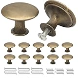 Misuyue 10pc Drawer Knobs Vintage, Cupboard Handles Knob Round Bronze, Antique Brass Door Knob, 30mm Small Door Chic Cabinet Knobs for Wardrobes, Kitchen, Furniture