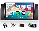 CAMECHO 2G+64G Android 13 Car Stereo for BMW X5 2000-2006 5 Series E39 1999-2004 with Wireless Carplay Android Auto, 9" Touch Screen Bluetooth Car Radio with GPS WiFi RDS FM HD Backup Camera