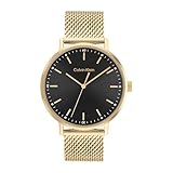 Calvin Klein Analogue Quartz Watch for Men Modern MESH Collection with Gold Colored Stainless Steel Mesh Bracelet - 25200049