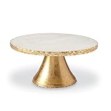 Mud Pie Marble Pedestal Cake Serving Stand, Gold, 6" x 11" dia