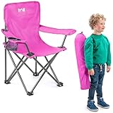 Trail Eagle Kids Camping Chair Pink Lightweight Folding Garden Beach Seat with Carry Bag (For Ages 2 to 6 Years Old)