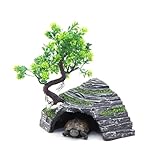 Reptile Hideout Caves Turtle Ramp Basking Platform Habitat Shelter Decor Humidify Hide Cave Resin Rock (M)