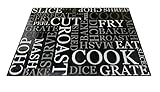 Acense Tempered Glass Worktop Saver, Toughened Glass, Smooth Edges, Rounded Corners, Chopping Board, Non-Slip Rubber Feet, Multi-Purpose, Stain-Resistant 40 x 30 cm (Black with White Writing)