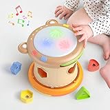tumama Baby Musical Toys,3-in-1 Baby Musical Drum Instruments Sensory Toy with Light and Sounds,Activity Music Cube Toys for Kids,Baby Early Learning Sound Toys Gift for Toddler Infant