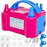 Electric Balloon Pump, Portable Electric Balloon Inflator Pump with 14 Balloon Arch Kits, Dual Nozzle & 2 Modes & 600W, Balloon Blower Machine for Balloons Decoration for Party, Wedding and Birthday