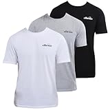 ellesse Mens Azzini T-Shirt, Three Pack, Black/Grey/White, L UK