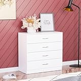 Vida Designs Riano 4 Drawer Chest of Drawers, Metal Handles & Runners, Anti-Bowing Drawer Support, Bedroom, Nursery Furniture, White