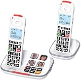 Swissvoice 2355 Cordless Big Button Phone for Elderly with Answer Machine Plus Additional Handset - Loud Phones for Hard of Hearing - Hearing Aid Compatible Phones - Cordless Number Telephone