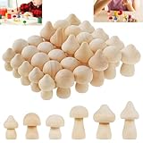 Gatphy 30Pcs Wooden Peg Dolls - 6 Size Mushroom Family Figures, Decorative Peg for Kids DIY Craft Painting
