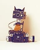 Ian Winstanley Robot Cat Canvas Print, Polyester, Multi-Colour, 40 x 50 cm