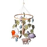 Safari Nursery Mobile with Realistic Felt Animals Lion, Giraffe, Zebra, Elephant, Crib Mobile, Ceiling Mobile, Newborn Gift.