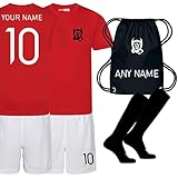 Sportees Personalised Little Devils Manchester Style Football Kit with Free Socks & Bag Utd Fans 3 to 13-Year-Old - 5/6 Years Red