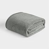 Brentfords Teddy Fleece Blanket for Bed, Super Soft Warm Cosy Grey Throws for Sofas Large Lightweight Plush Fleece Throw Blanket Decorative Double Throws, 150 x 200cm