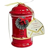 M&S Santa Post Box Scented Candle, Red, Mandarin Clove & Cinnamon, Christmas Holiday Decor with Wreath