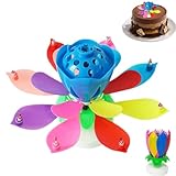 Musical Birthday Candles,Lotus Flower Blooming Candle for Cake with Happy Birthday Song,Auto-Opening Spinning Petals Colorful Blooming Musical C/andle B/irthday C/andles Cake Ca/ndles
