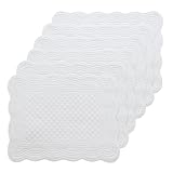 MABOZOO 100% Cotton Quilted Placemats Set of 6,Washable Cloth Table Placemats for Kitchen & Dining Table,Rectangular Pure White Plate Mats
