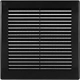 Vent Systems 200 x 200 mm / 8'' x 8'' Inch Black Soffit Vent Cover - Flat Square Air Vent Louver - Grille Cover - Built-in Insect Screen - HVAC Vents for Bathroom, Home Office, Kitchen